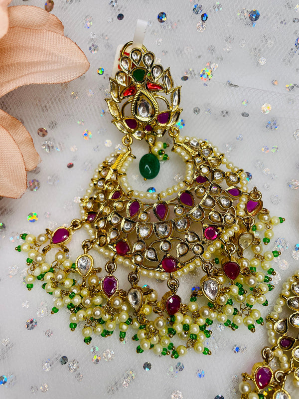 Pachi Kundan Jhumka in Multi