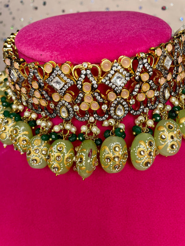 Collar Kundan/collar kundan rosa menta/collar meenakari/joyería de Bollywood/joyería de boda india/collar nupcial indio/gargantilla india