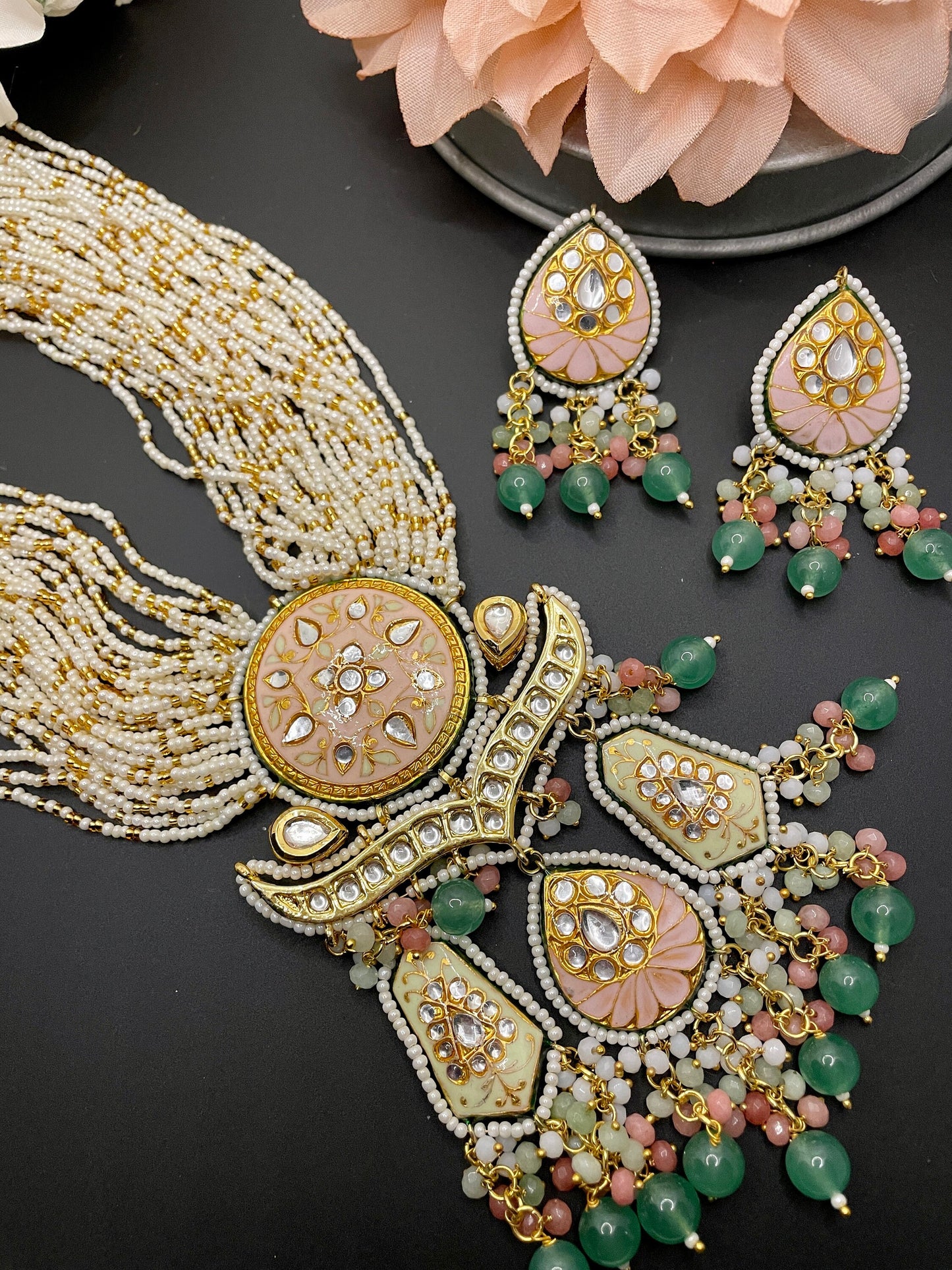 Joyería Rajasthani/Collar Meenakari/Joyería india de Bollywood/Collar nupcial indio/Joyería Mehendi/Collar indio único brillante jhumka