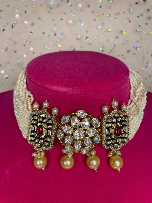 Gold Uncut Polki Choker Set  MerakeJewelry