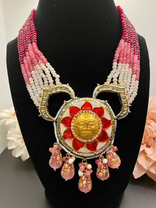 Gargantilla india única/collar de boda indio amarillo/collar Kundan con pendientes/collar Polki/joyería nupcial india/gargantilla semipreciosa