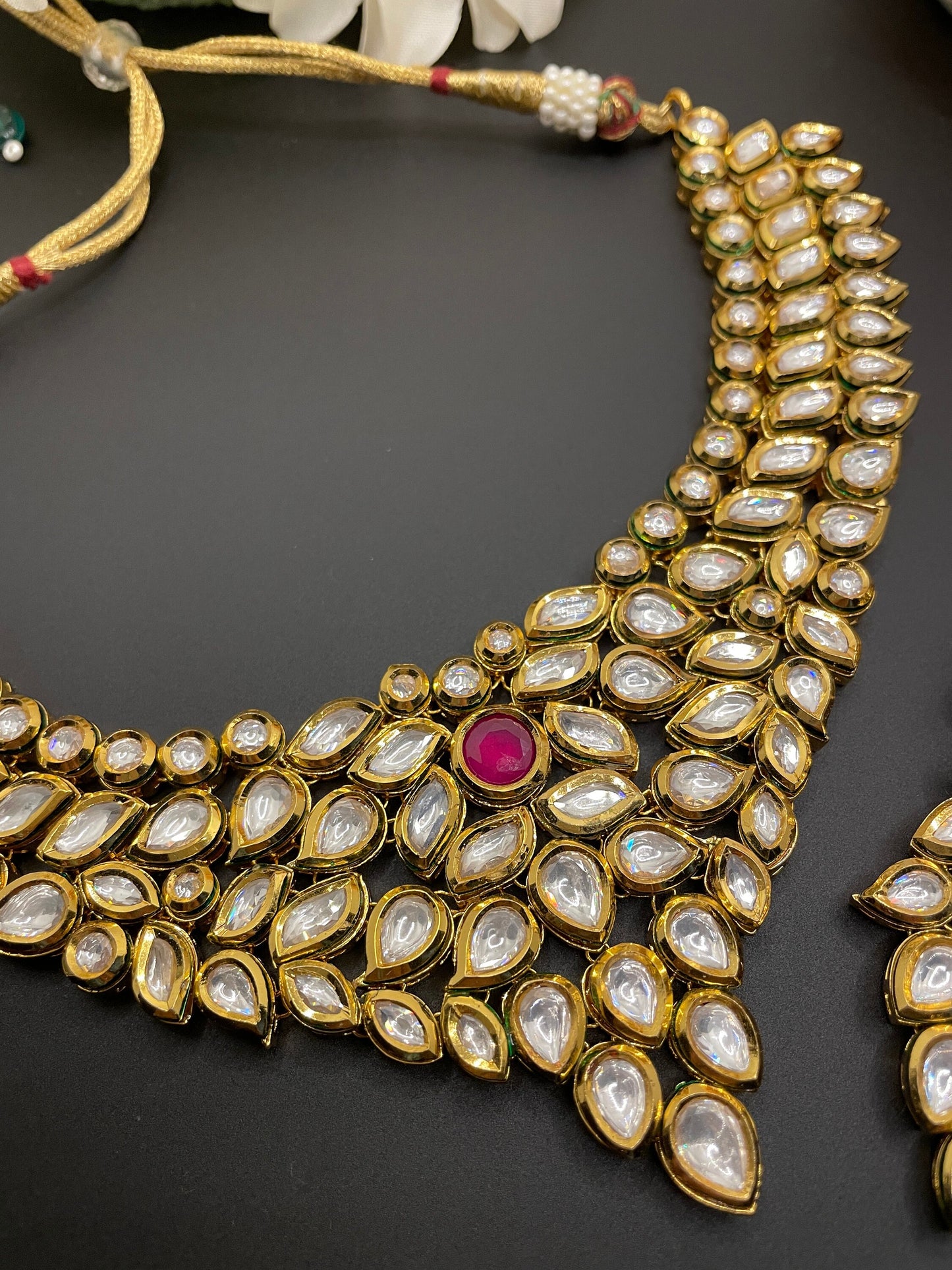 Gold Ruby Kundan Choker Set