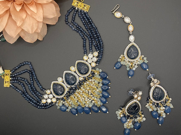 pastel Indian Jewelry/Pakistani Bridal Set/Pink Indian Choker/Indian wedding jewelry/blue Walima set/polki kundan Indian Bridal Choker/Nikah