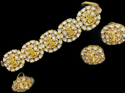 Temple Jewelry/South Ganesh Jewelry/Bollywood uncut polki Jewelry/Indian Wedding Necklace/Indian Traditional gold choker/sabyasachi kundan
