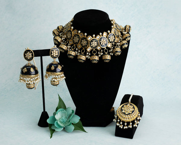 Pakistani Thapa Kundan/Indian Bridal Necklace/Kundan Choker/Meenakari necklace with jhumka/Walima Jewelry/Nikah Kundan Set/Bollywood Set