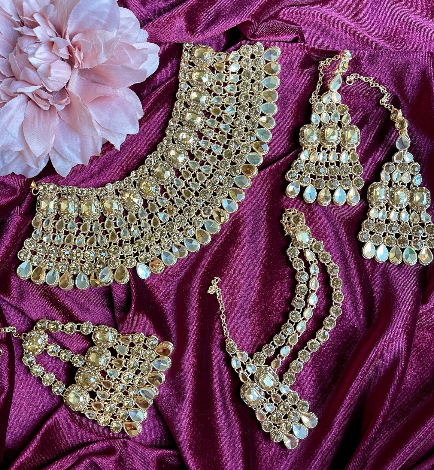 Indian silver bridal choker/Pakistani bridal Jewelry/Nikkah jewelry/polki Indian choker/walima jewelry/Indian Wedding Jewelry/Gold Choker