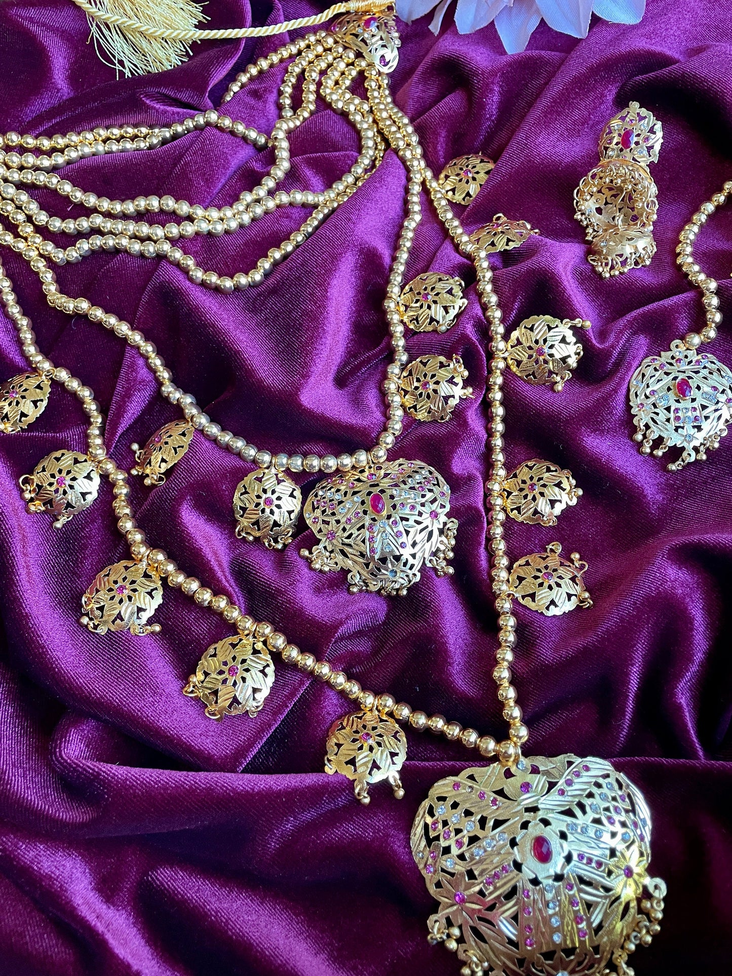 Indian layer mala/Pakistani bridal Jewelry/Nikkah jewelry/layered gold necklace/walima jewelry/Indian jadau Jewelry/Gold antique long mala