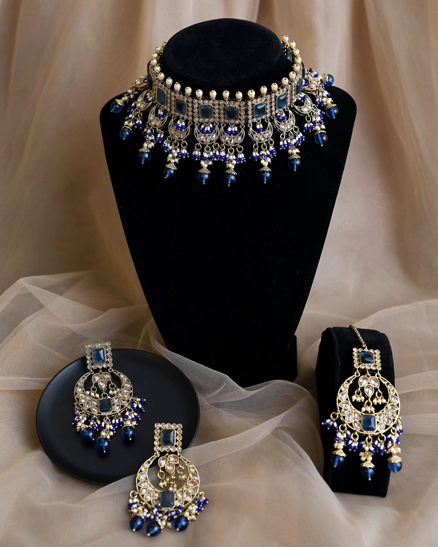 Conjunto de gargantilla rosa de boda india/gargantilla Nikkah con tikka y jhumka/conjunto de collar nupcial paquistaní/conjunto kundan rosa/collar Sabyasachi/polki