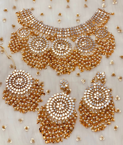 Mirror lightweight choker jhumka/Sabyasachi Jewelry/shisha necklace/Punjabi jaago Necklace/Bridal Indian Jewelry/Indian mirror jewelry/multi