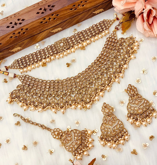 Gold Bronze bridal set  MerakeJewelry