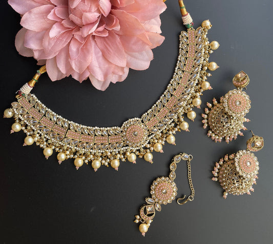 Temple Kundan Pearl Choker Set  MerakeJewelry