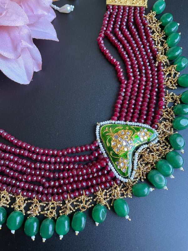 Joyería Rajasthani/gargantilla Meenakari/joyería india de Bollywood/collar kundan/joyería Mehendi/collar indio único brillante/gargantilla verde roja