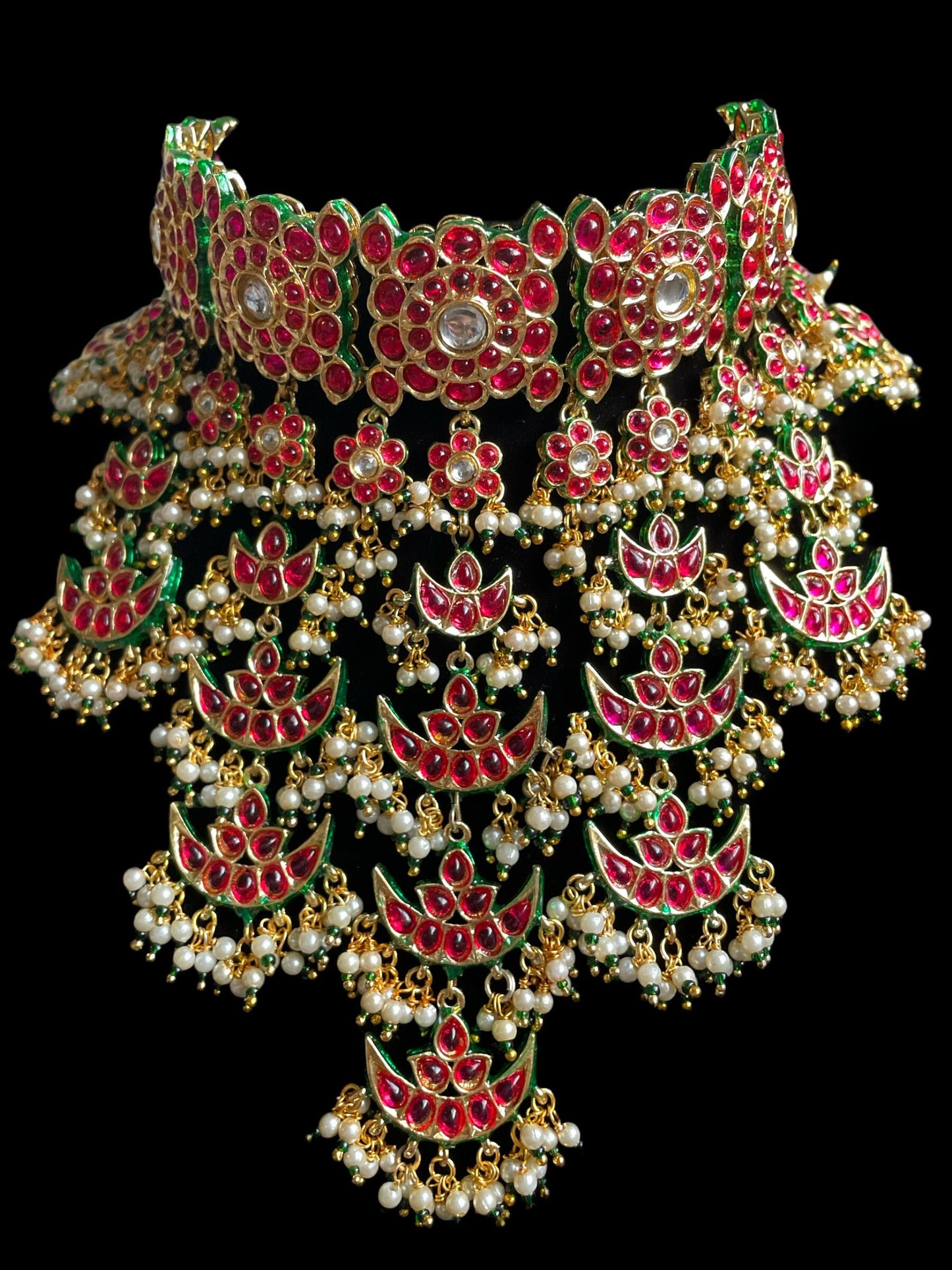 Thapa kundan choker set/gold and green indian choker/kundan choker with tikka/indian long necklace/Pakistani bridal necklace/Sabyasachi set