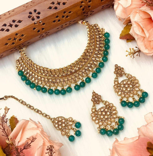 Gold Green Bronze bridal set  MerakeJewelry