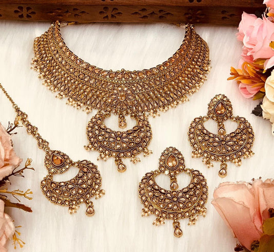 Gold Bronze bridal set  MerakeJewelry