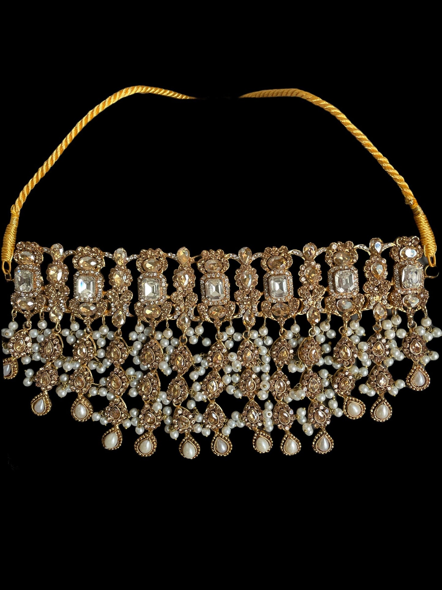 Gargantilla de boda de oro y perlas indias/Joyería india Sabyasachi/Conjunto de collar Kundan/Collar polki/Collar de boda paquistaní/Conjunto nupcial