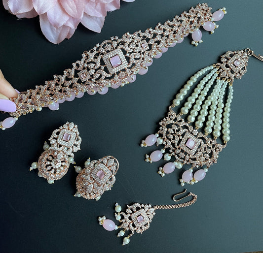 Rose Gold Pearl Diamond Set  MerakeJewelry