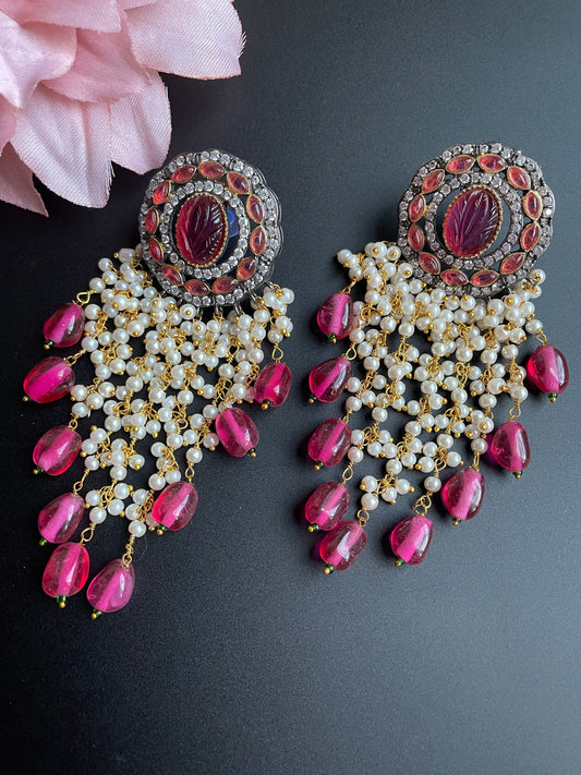 Beaded Jhumka with Pearls  MerakeJewelry