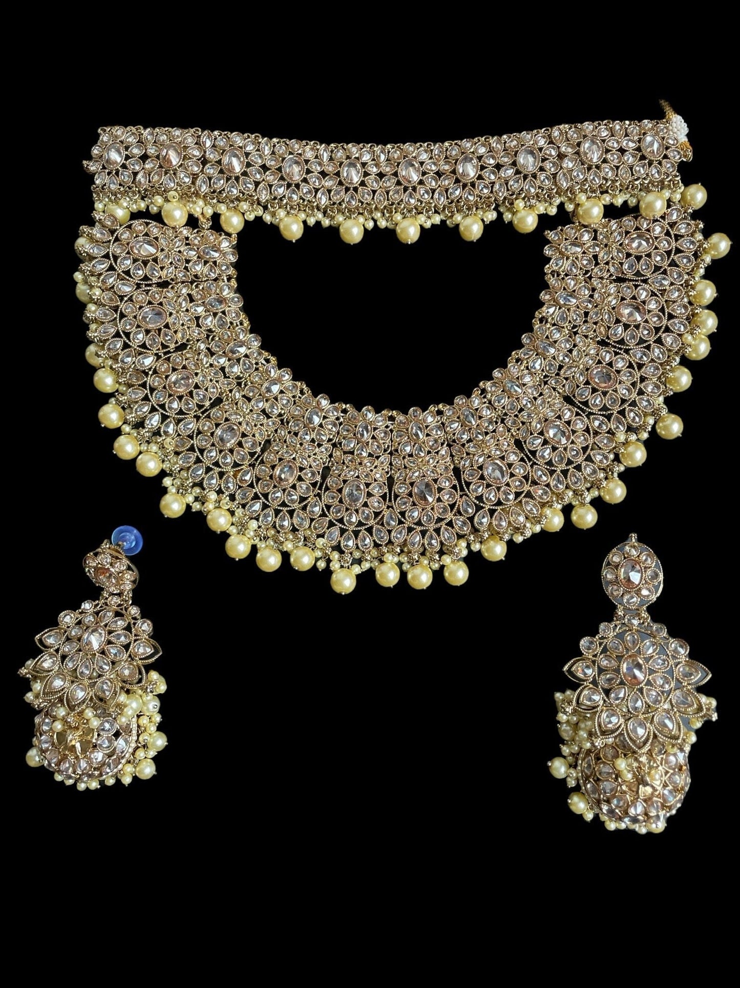 Gargantilla de boda de capa india/Joyería india Sabyasachi/Conjunto de collar Kundan/Collar de boda paquistaní/conjunto nupcial polki completo/nath nupcial