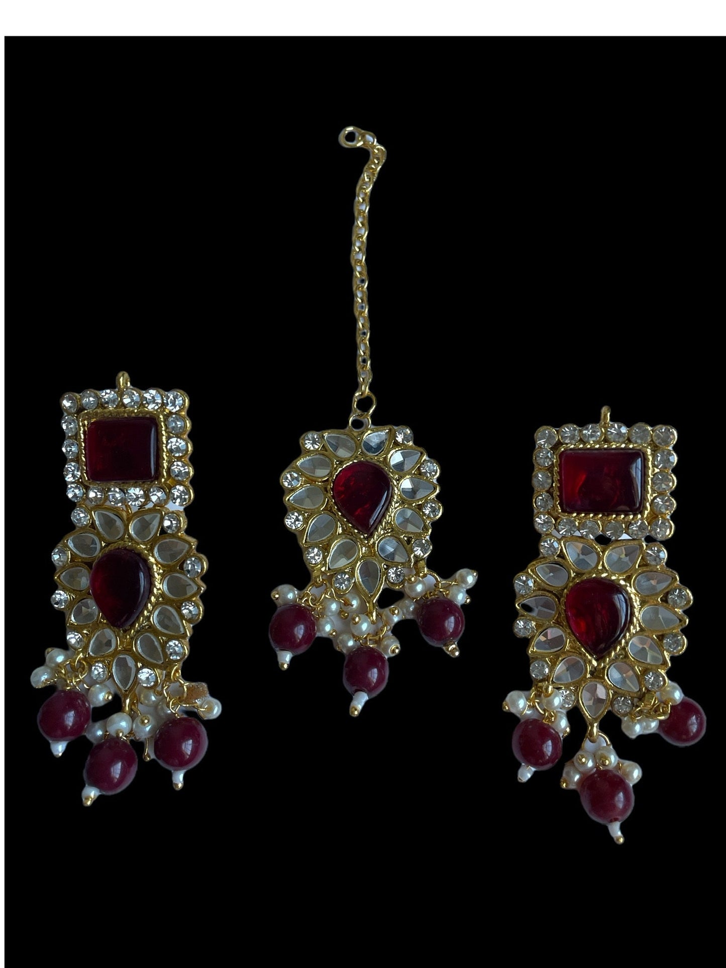 Gargantilla de boda india de oro y rojo/joyería india Sabyasachi/conjunto de collar Kundan/gargantilla shisha espejo/collar de boda paquistaní/conjunto nupcial