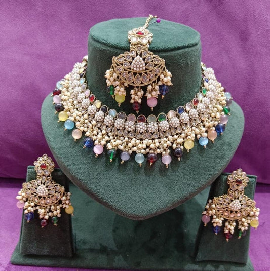Multi color Choker with Tikka  MerakeJewelry