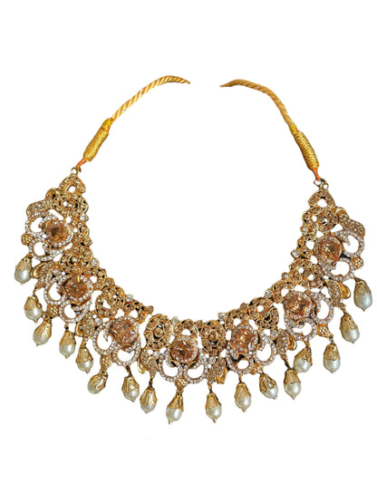 Gargantilla de boda india de plata y perlas/Joyería india Sabyasachi/Conjunto de collar Kundan/Collar polki/Collar de boda paquistaní/Conjunto nupcial