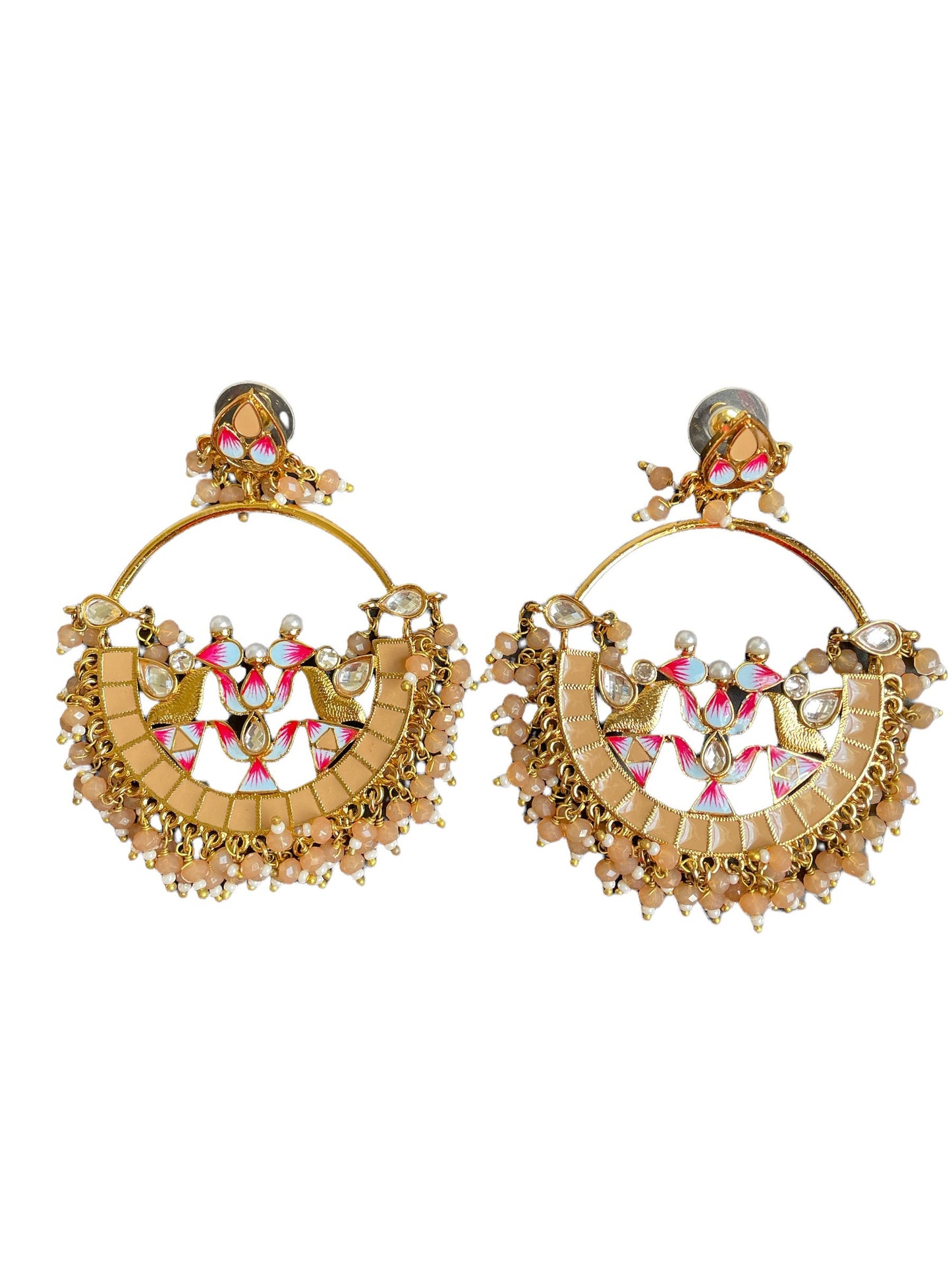 indian statement jhumka/pakistani earrings/red and gold bridal earrings for sangeet/sabyasachi inspired earrings/kundan earring/polki jhumka