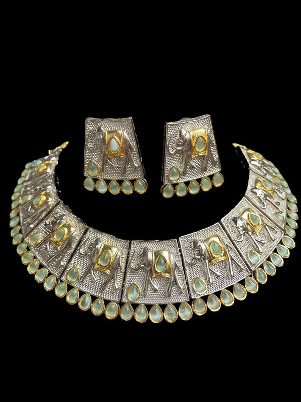 Indian bridal set/Rajasthani Jewelry/Elephant jewelry/Kundan Indian choker/Polki Choker/Indian silver Jewelry/Sabyasachi necklace