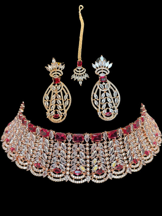 Sabyasachi Inspired diamond Choker with Ruby  MerakeJewelry