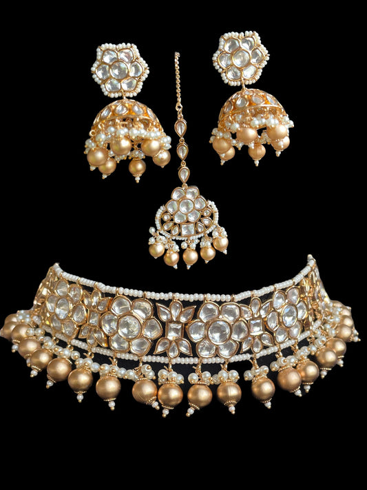 Conjunto nupcial mate indio/conjunto kundan de oro/joyería Polki Gold/joyería paquistaní/gargantilla sabyasachi con tikka/gargantilla festiva/collar Sabyasachi  MerakeJewelry