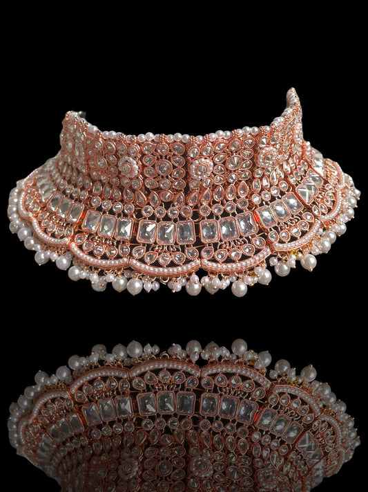 Rose Gold Kundan Necklace  MerakeJewelry