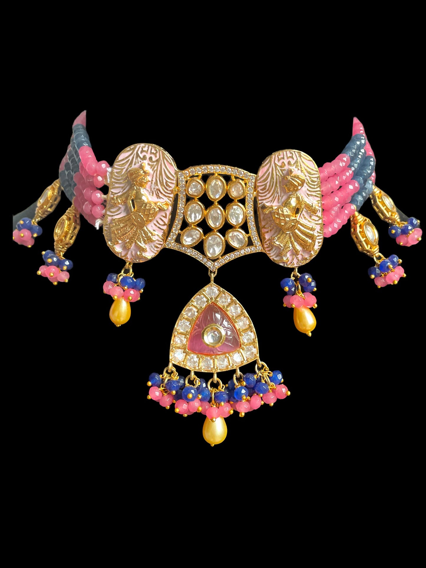 Rajasthani Jewelry/Meenakari Necklace/Indian Bollywood Jewelry/Jaipur Necklace/Mehendi Jewelry/Bright Unique Indian Necklace with jhumka set