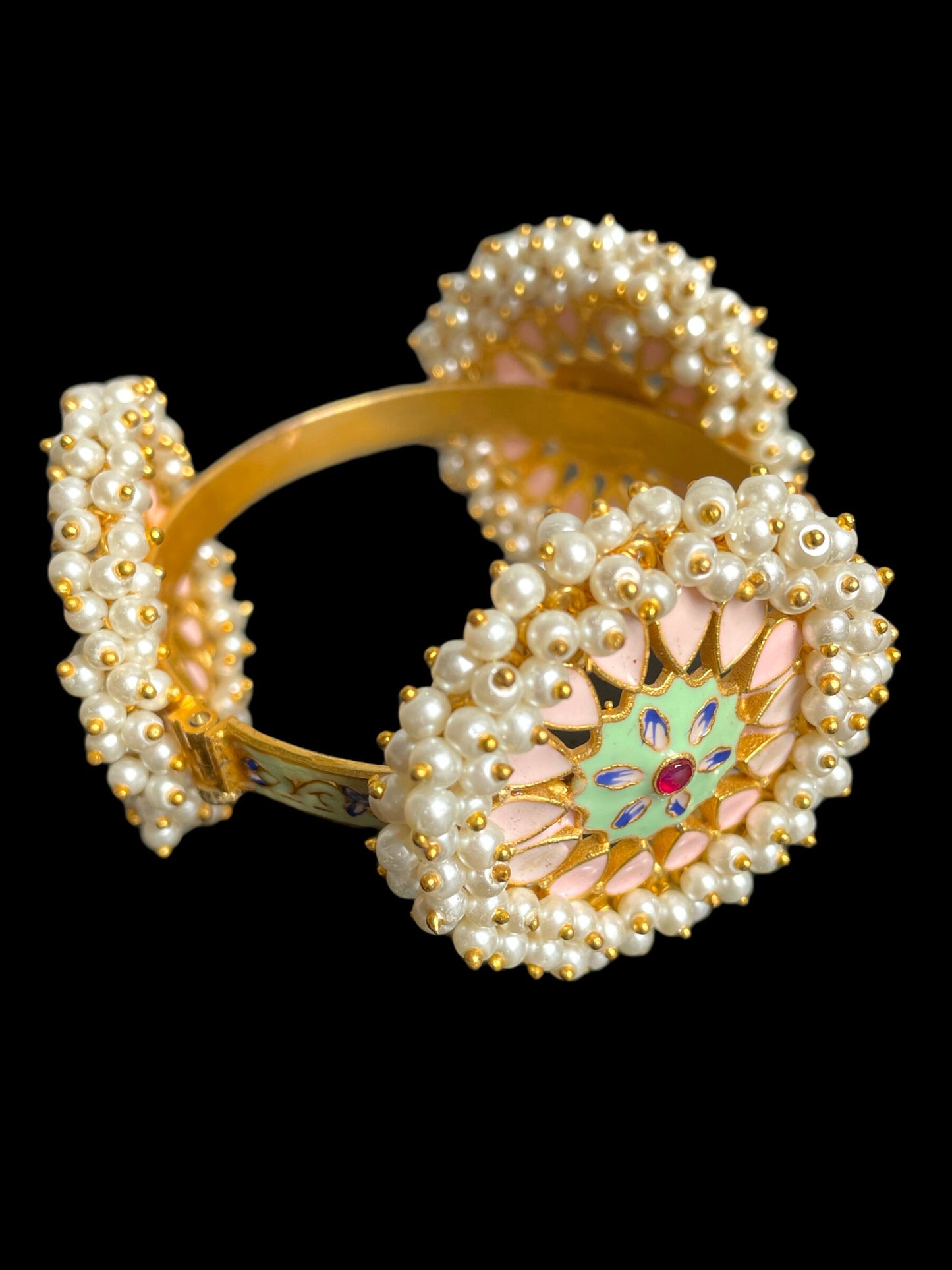 Rajasthani Jewelry/Meenakari bracelet/Indian Bollywood Jewelry/indian bangle/kundan kada/indian bracelet with pearls/gold indian bracelet