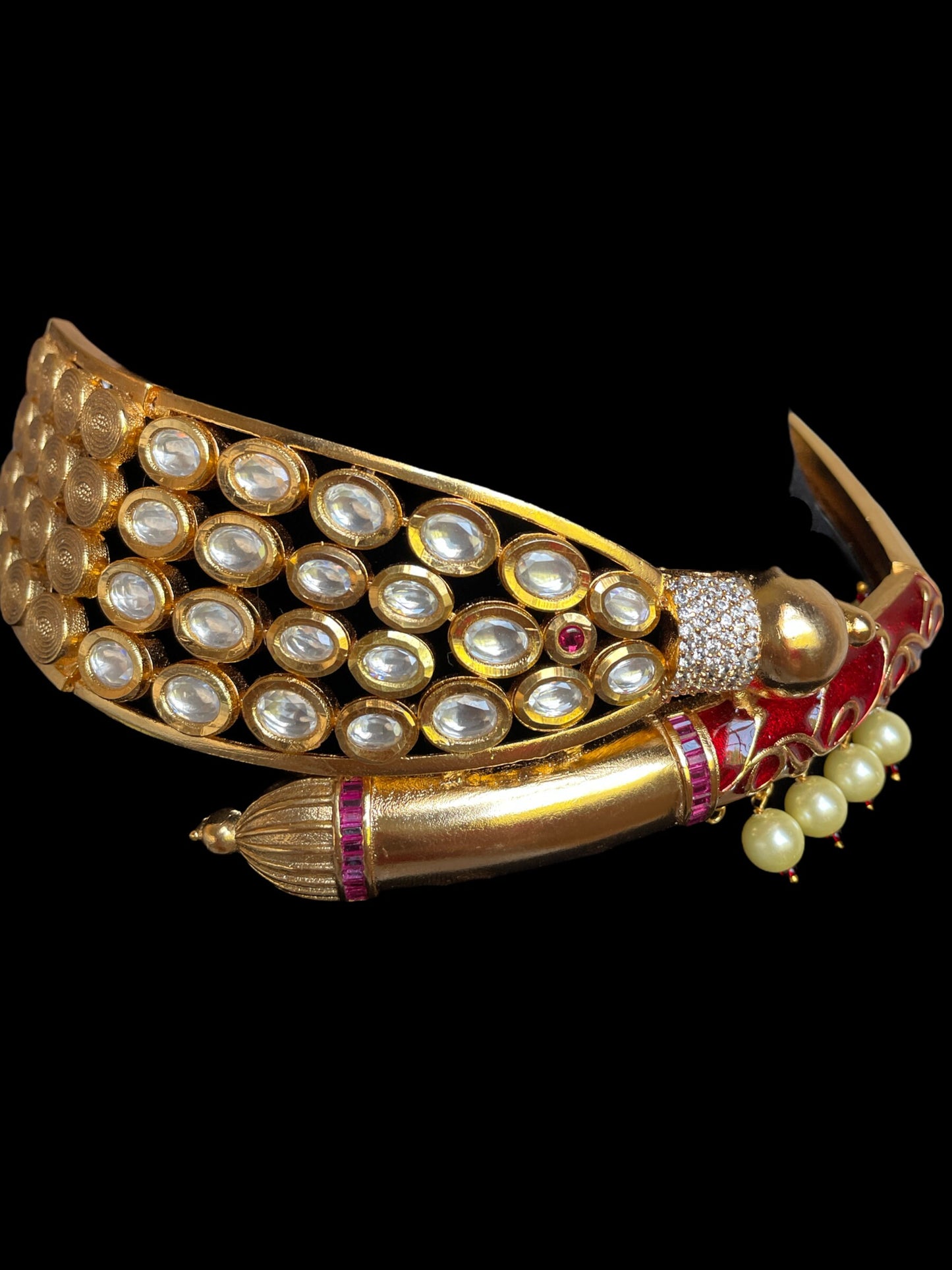 Gargantilla nupcial india de oro y rojo/gargantilla de boda india simple con pendientes/collar de boda de oro rosa/joyería paquistaní/gargantilla sabyasachi