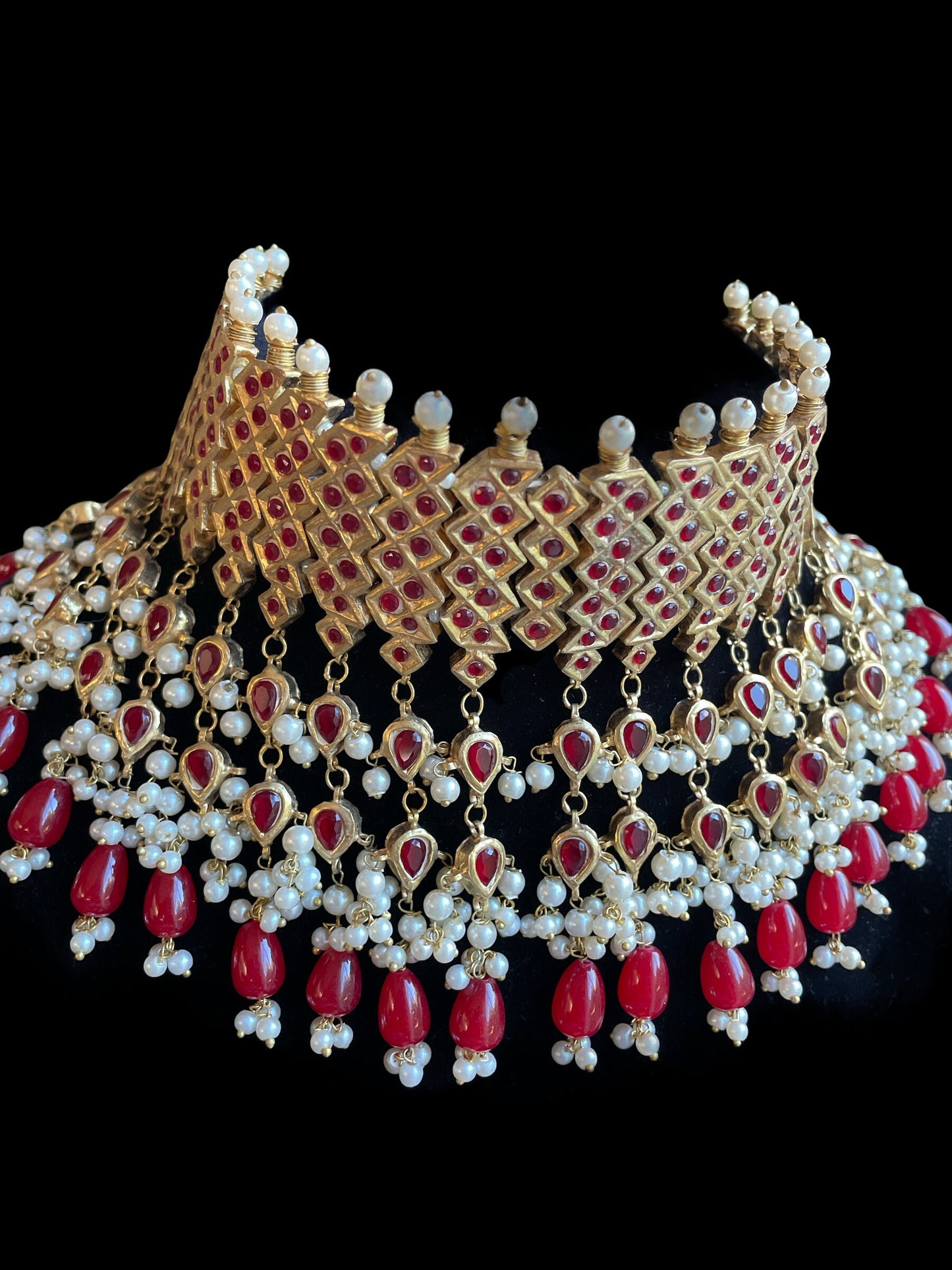 Indian Bridal red gold jewelry,gold nikkah choker,pakistani wedding jewelry,gold green choker bridal Set,Bridal Set with tikka jhumka jhumar