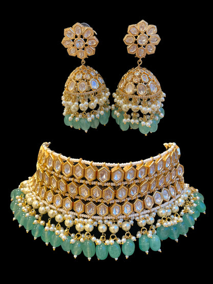 Conjunto nupcial completo indio/gargantilla Kundan de boda india/collar Polki/joyería de boda paquistaní/gargantilla de boda punjabi/conjunto de joyas de Bollywood