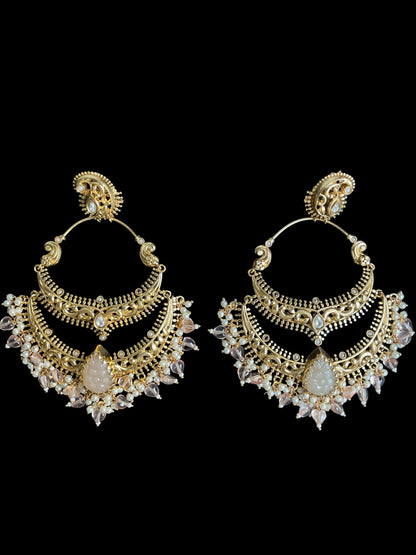 Jhumka de oro de gran tamaño indio/Regalos Diwali para ella/Pendientes de joyería de oro festivo/Pendientes kundan azul rosa verde amarillo/Conjunto de oro tradicional