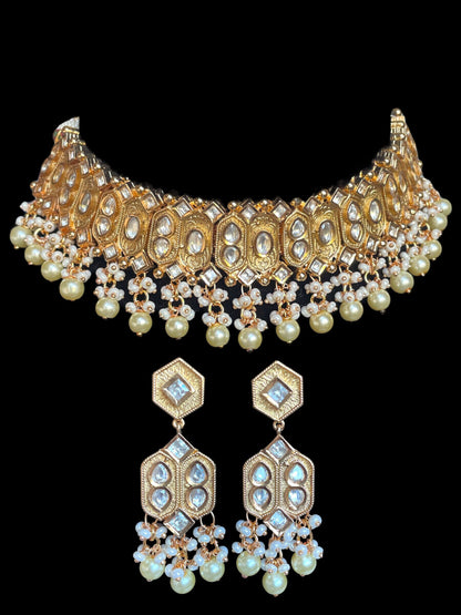 kundan gold set/festive polki jewelry/pakistani gold jewelry set with jhumka/simple indian bridal jewelry/bollywood jewelry set light choker