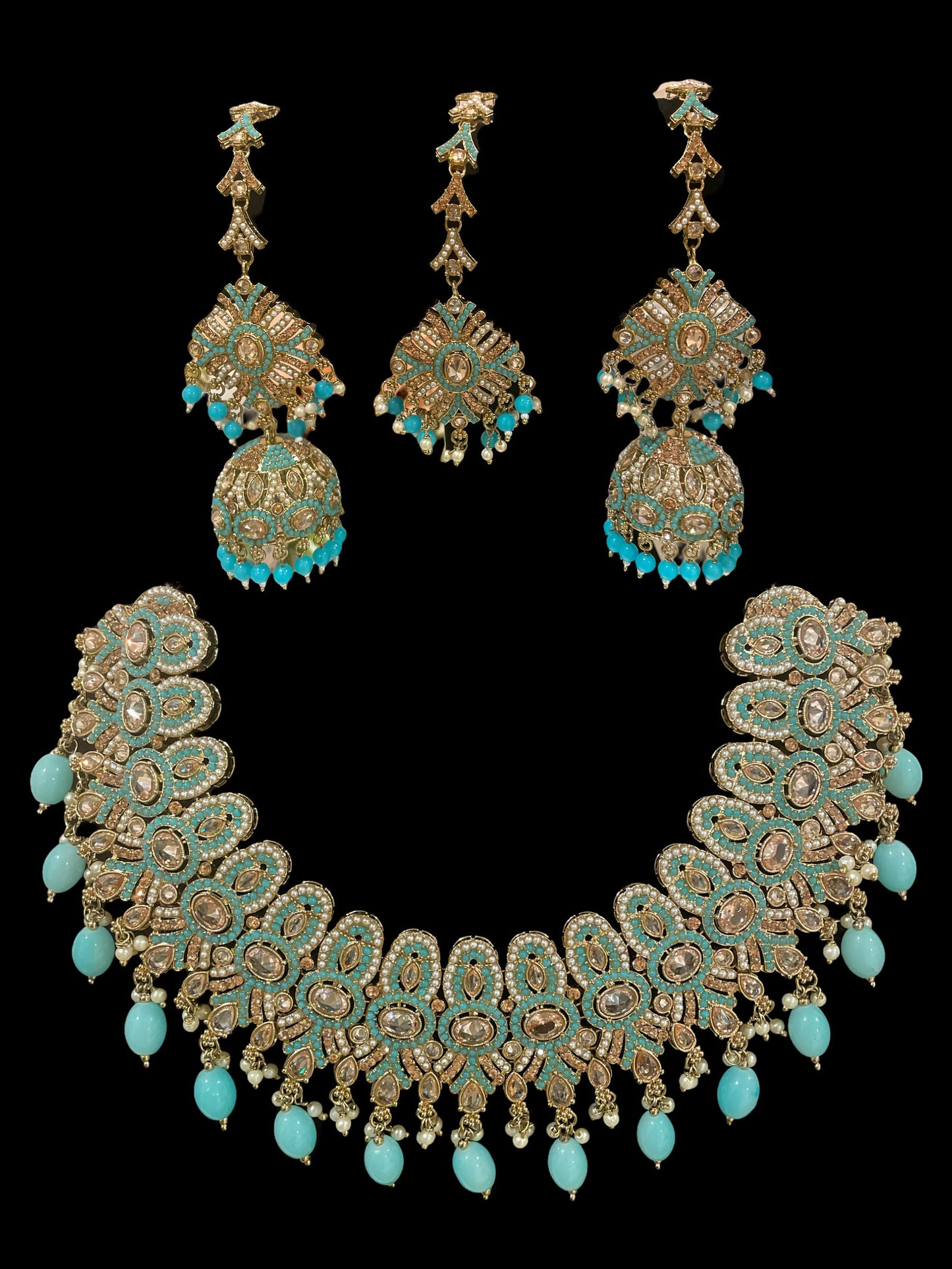 sabyasachi jewelry set/pink kundan Set/Nikkah jewelry/Pink gold indian choker/pakistani tikka jhumka set/Walima choker/Multicolor polki set