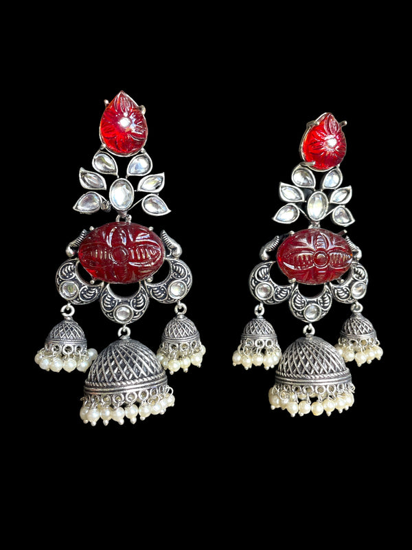 Pendientes Jhumka festivos de plata/Bollywood/jhumki tradicional antiguo de plata/pendientes de plata oxidada/pendientes de plata 92.5/jhumka ligero simple