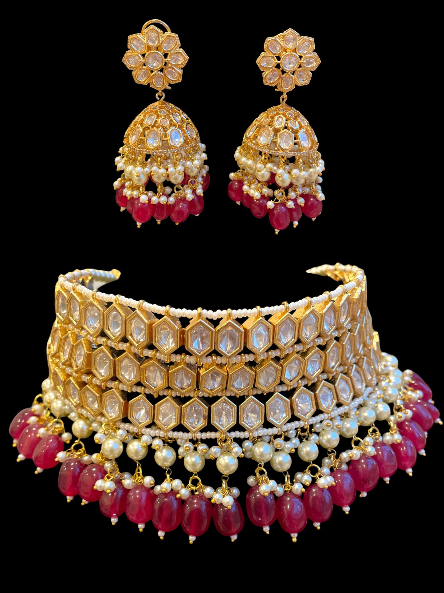 Conjunto nupcial completo indio/gargantilla Kundan de boda india/collar Polki/joyería de boda paquistaní/gargantilla de boda punjabi/conjunto de joyas de Bollywood