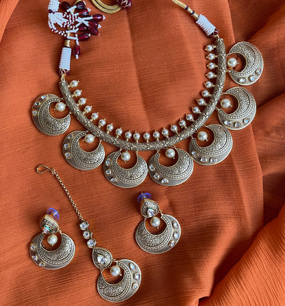 Joyería nupcial meenakari india, gargantilla hasli verde, joyería de boda paquistaní, gargantilla de oro kundan tikka Set, gargantilla polki, conjunto nupcial blanco