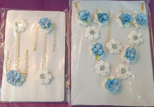 Conjunto de novia de flores de seda azul y blanca  MerakeJewelry