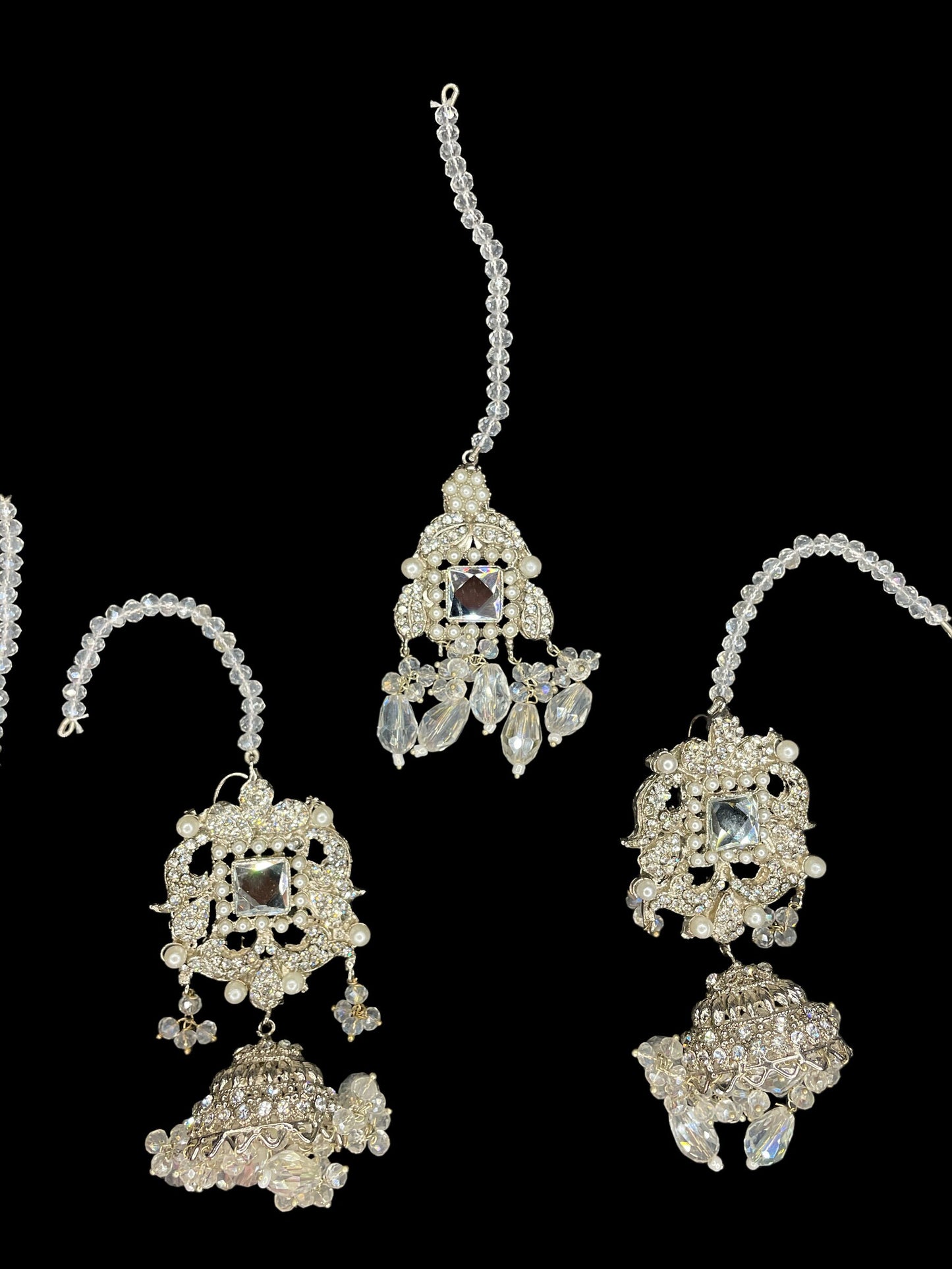 Collar de oro largo indio con pendientes/nikkah rani haar/joyería de boda paquistaní/recepción de conjunto nupcial de perla blanca de oro/walima tradicional