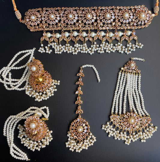 Gargantilla india de oro rojo con Passat/Maroon kundan Set/joyería nikkah paquistaní/gargantilla india rosa/collar de oro perla boda/L/Sabyasachi  MerakeJewelry