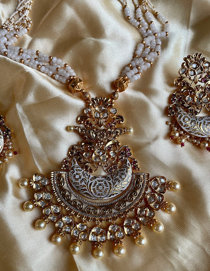 Long Meenakari Kundan Necklace with earrings