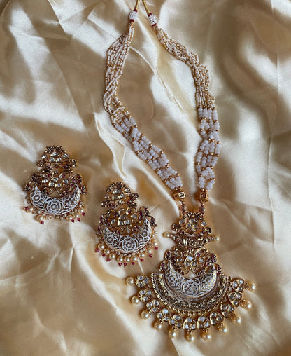 Long Meenakari Kundan Necklace with earrings