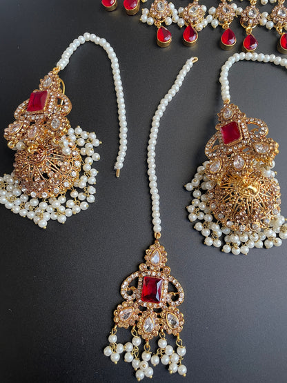Indian bridal set/Silver kundanb/Nikkah red gold jewellery/Pink Indian Polki Choker/Indian silver Jewelry/Punjabi Jewelry/Sabyasachi set