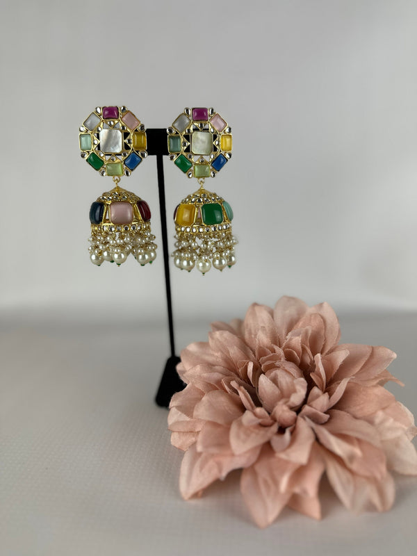 Multi color Kundan earring