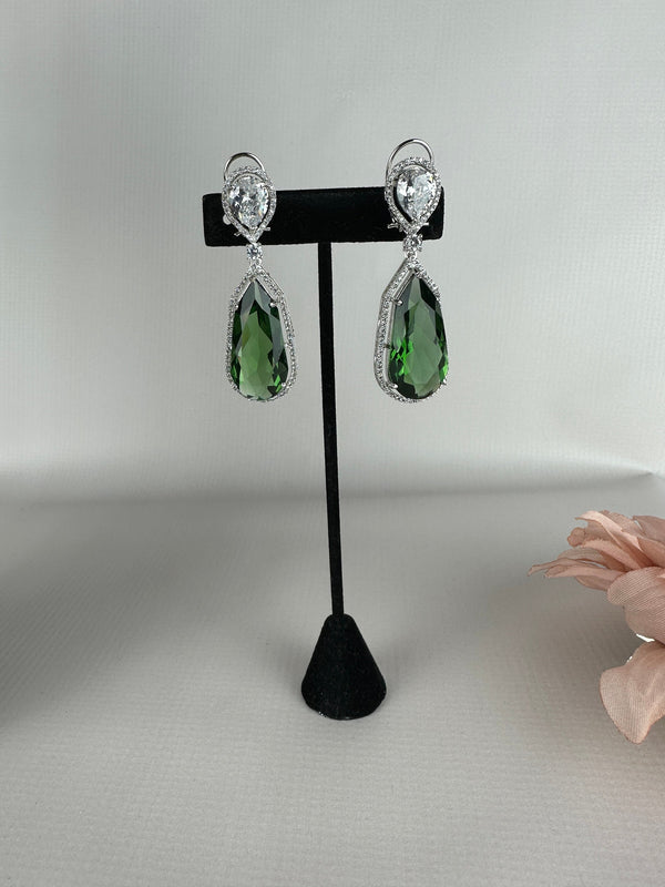 Emerald Silver Earrings